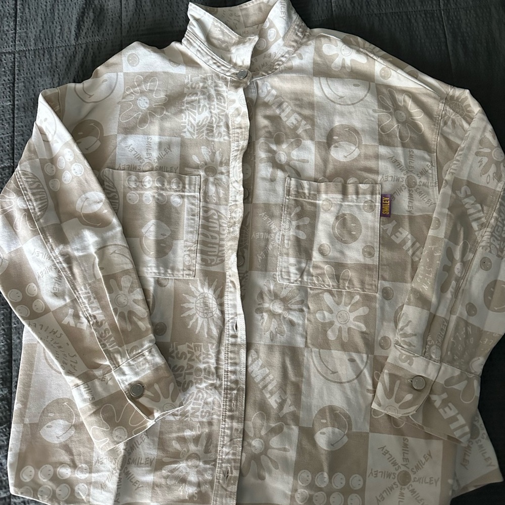 Smiley x H&M Happy Face Printed Tan Jacket